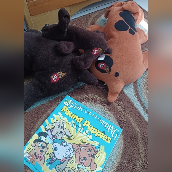 Vintage 80s Pound Puppies 3 Dog 1985 Plush Set & Read Along Book & Cassette - Picture 4 of 14